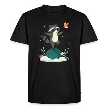 raton laveur dansant ludique avec papillon - T-shirt Premium bio Homme - noir - Devant - Nico (187cm)