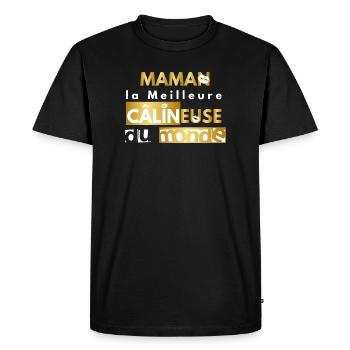 maman câlin version or - T-shirt Premium bio Homme - noir - Devant - Nico (187cm)