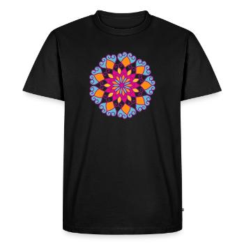 Mandala Yoga Fleur Ornement Inde Yogi Méditation - T-shirt Premium bio Homme - noir - Devant - Nico (187cm)