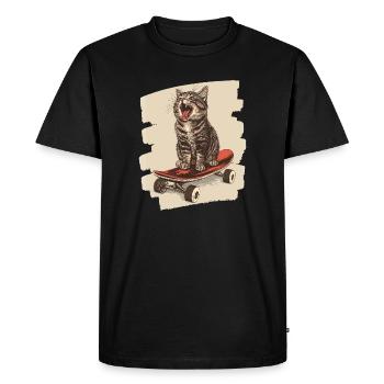 Chat de planche à roulettes - T-shirt Premium bio Homme - noir - Devant - Nico (187cm)
