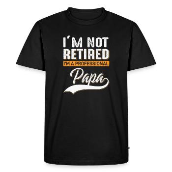 Papa à la retraite ? Non – Profession : papa ! | Drôle - T-shirt Premium bio Homme - noir - Devant - Nico (187cm)