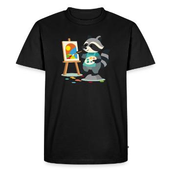 Raton laveur créatif pour les amateurs d’art, petits et grands - T-shirt Premium bio Homme - noir - Devant - Nico (187cm)