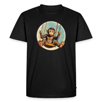 Balançoire de singe – restez détendu ! - T-shirt Premium bio Homme - noir - Devant - Nico (187cm)