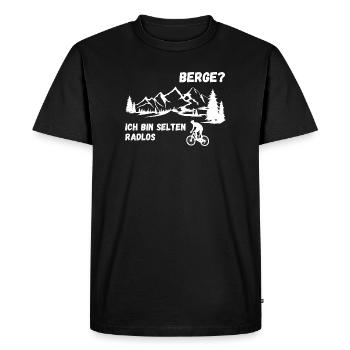 Mountains? No problem for me biker - Men's Premium Organic T-Shirt - black - Front - Nico (187cm)