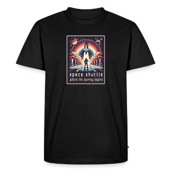 Navette spatiale - Le voyage commence - T-shirt Premium bio Homme - noir - Devant - Nico (187cm)