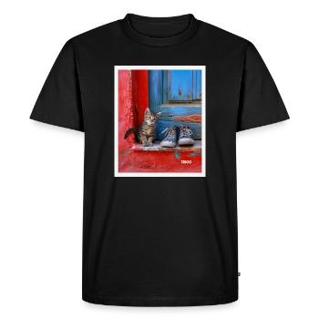 chat doux - T-shirt Premium bio Homme - noir - Devant - Nico (187cm)