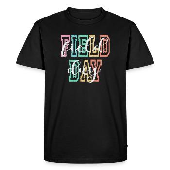 Colorful Field Day Lettering Graphic Design - T-shirt Premium bio Homme - noir - Devant - Nico (187cm)