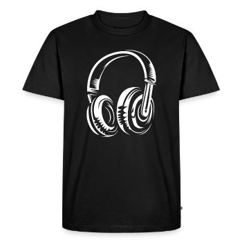 Headphones Illustration - Musicians, DJs and Beats - Men's Premium Organic T-Shirt - black - Front - Nico (187cm)