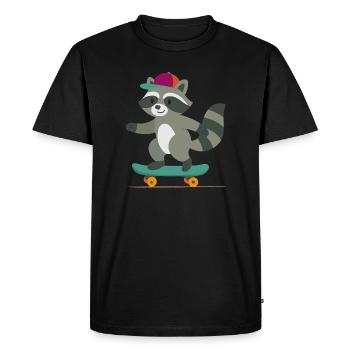 Skateboard raton laveur avec casquette de baseball - T-shirt Premium bio Homme - noir - Devant - Nico (187cm)
