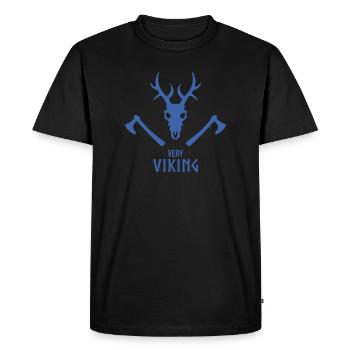 Emblème du crâne viking avec haches - T-shirt Premium bio Homme - noir - Devant - Nico (187cm)