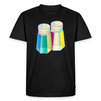 Sel et poivre dans un verre Prisma – Épices colorées - T-shirt Premium bio Homme - noir - Devant - Nico (187cm)