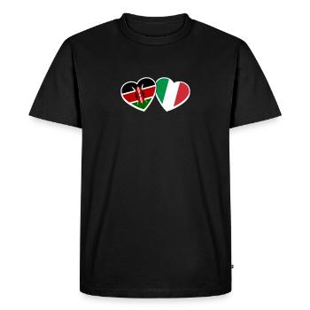Kenya Italy Heart Love Flag Italians Kenyans - Men's Premium Organic T-Shirt - black - Front - Nico (187cm)