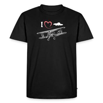 I love flying - vintage airplane in the sky - Men's Premium Organic T-Shirt - black - Front - Nico (187cm)