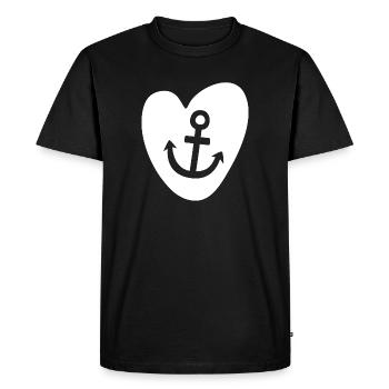 Heart Anchor Hamburg Love Comic Seafarer Maritime - Men's Premium Organic T-Shirt - black - Front - Nico (187cm)