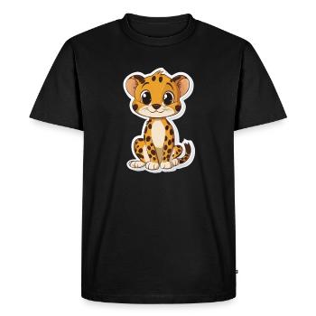Guépard mignon - T-shirt Premium bio Homme - noir - Devant - Nico (187cm)