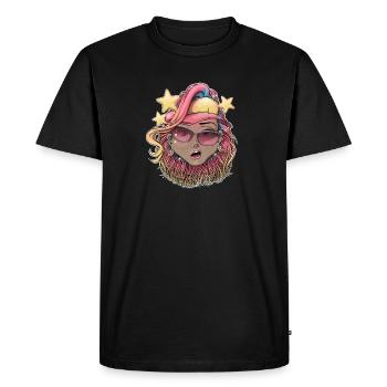 Vibrant Starry Beach Babe Illustration - T-shirt Premium bio Homme - noir - Devant - Nico (187cm)