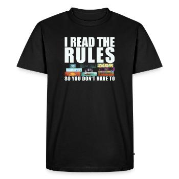 Jeux de société Dicton drôle - Règles lues - T-shirt Premium bio Homme - noir - Devant - Nico (187cm)