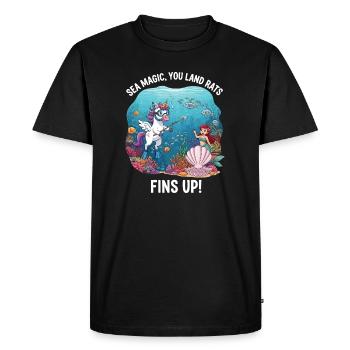 Magie de la mer avec Licorne - T-shirt Premium bio Homme - noir - Devant - Nico (187cm)