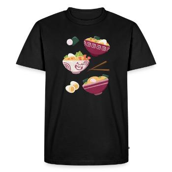 Ramen Nourriture Japonaise Chats Design - T-shirt Premium bio Homme - noir - Devant - Nico (187cm)