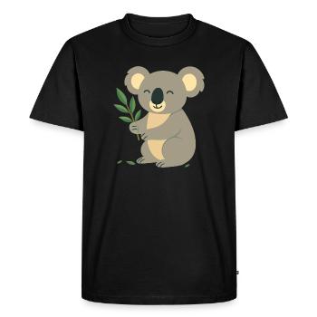 Smiling koala with eucalyptus - Men's Premium Organic T-Shirt - black - Front - Nico (187cm)
