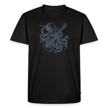 Octopus with Guitar Vintage Retro Music Band Look - Men's Premium Organic T-Shirt - black - Front - Nico (187cm)