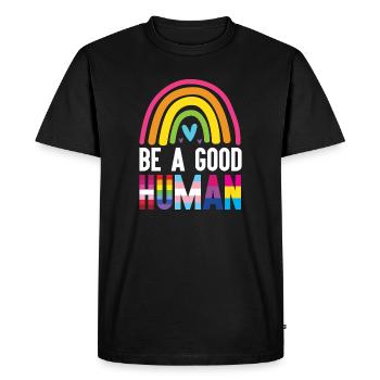 LGBT Pride Month - Sei ein guter Mensch - Männer Premium Bio T-Shirt - Schwarz - Vorne - Nico (187cm)