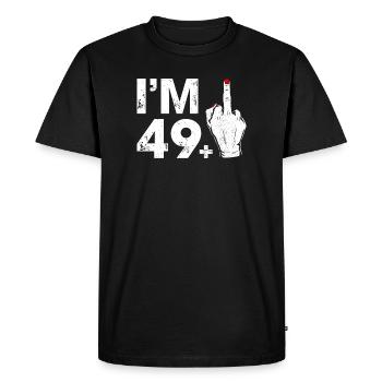 Rebellious Hand with Age Gap Reminder - Men's Premium Organic T-Shirt - black - Front - Nico (187cm)