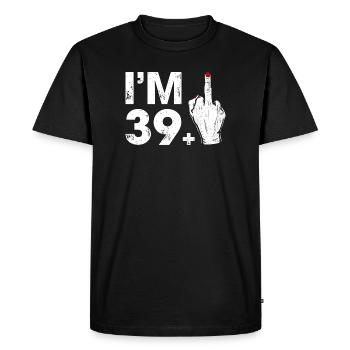 Bold Middle Finger and Number 39 Graphic - Men's Premium Organic T-Shirt - black - Front - Nico (187cm)