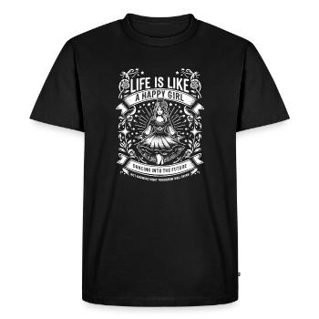 La vie est comme une fille heureuse qui danse vers l’avenir - T-shirt Premium bio Homme - noir - Devant - Nico (187cm)