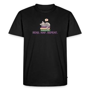 La lecture et les chats. Une vie parfaite - T-shirt Premium bio Homme - noir - Devant - Nico (187cm)
