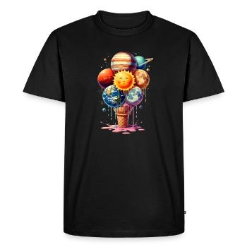 Cream Planet Waffle Cream Solar System - Men's Premium Organic T-Shirt - black - Front - Nico (187cm)