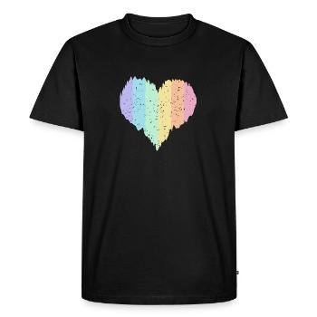 Cœur Arc-en-ciel Couleurs pastel Mois de la fierté LGBTQ+ - T-shirt Premium bio Homme - noir - Devant - Nico (187cm)