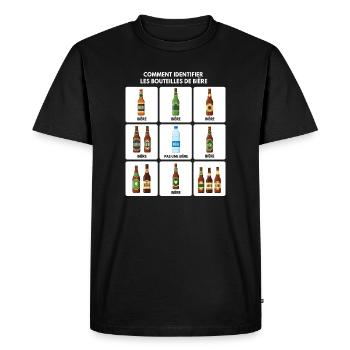 Guide d’identification de la bière - T-shirt Premium bio Homme - noir - Devant - Nico (187cm)