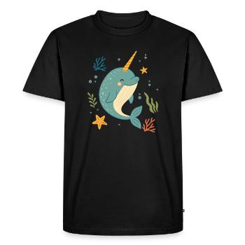 Narval dans la mer – La licorne des océans - T-shirt Premium bio Homme - noir - Devant - Nico (187cm)