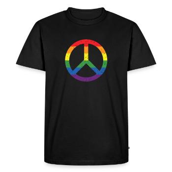Arc-en-ciel Paix Symbole Fierté Drapeau LGBTQ+ Grunge - T-shirt Premium bio Homme - noir - Devant - Nico (187cm)