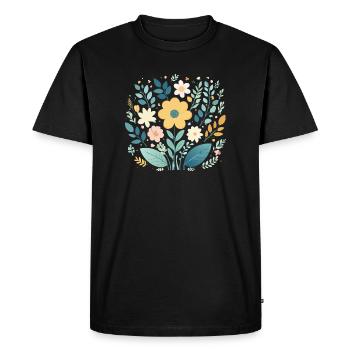 Douce floraison florale pastel - Boho Botanical - T-shirt Premium bio Homme - noir - Devant - Nico (187cm)