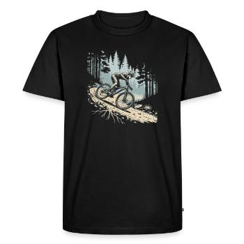 Mountain Bike Forest Adventure Vintage Retro - Men's Premium Organic T-Shirt - black - Front - Nico (187cm)