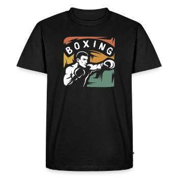 Combattant de boxe vintage – Conception de boîte rétro - T-shirt Premium bio Homme - noir - Devant - Nico (187cm)