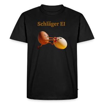 Racket Egg – Funny Egg Fight - Men's Premium Organic T-Shirt - black - Front - Nico (187cm)