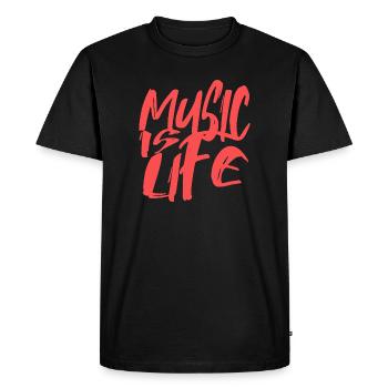 Musik ist Leben - Street Art Statement für Musiker - Männer Premium Bio T-Shirt - Schwarz - Vorne - Nico (187cm)
