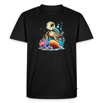 Scène vibrante des tortues sous-marines - T-shirt Premium bio Homme - noir - Devant - Nico (187cm)