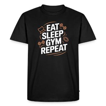 Manger dormir Gym Répéter - T-shirt Premium bio Homme - noir - Devant - Nico (187cm)