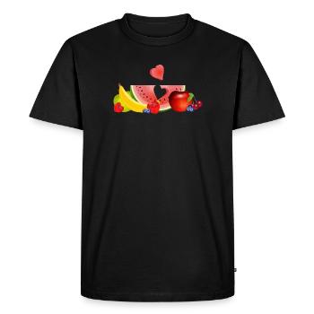 Fruits colorés avec pastèque et cœur - T-shirt Premium bio Homme - noir - Devant - Nico (187cm)