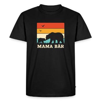 Mama Bear Retro Stripes Vintage Mère et Bébé - T-shirt Premium bio Homme - noir - Devant - Nico (187cm)
