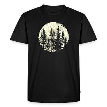 Silhouette de forêt nocturne avec pleine lune - T-shirt Premium bio Homme - noir - Devant - Nico (187cm)