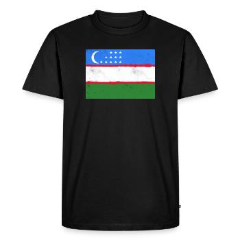 Drapeau de l’Ouzbékistan - T-shirt Premium bio Homme - noir - Devant - Nico (187cm)