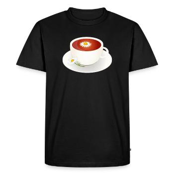 Chamomile tea motif with flower in elegant cup - Men's Premium Organic T-Shirt - black - Front - Nico (187cm)