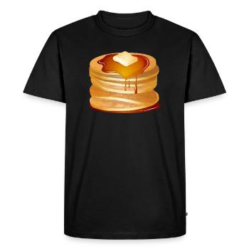 Motif de crêpes avec flocons de beurre et sirop d’érable - T-shirt Premium bio Homme - noir - Devant - Nico (187cm)