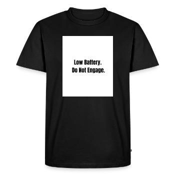 Low Battery – Social Mode Off - T-shirt Premium bio Homme - noir - Devant - Nico (187cm)