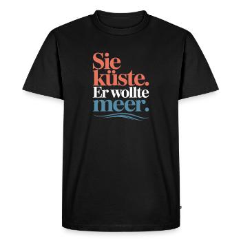 Vous côte Il voulait mer plage amour vague surfeur - T-shirt Premium bio Homme - noir - Devant - Nico (187cm)